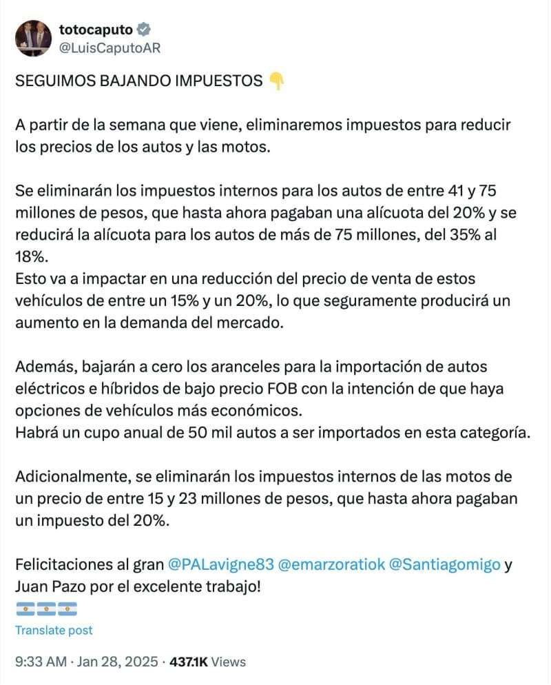 Reducción de impuestos internos para motos en Argentina 1 reduccion de impuestos