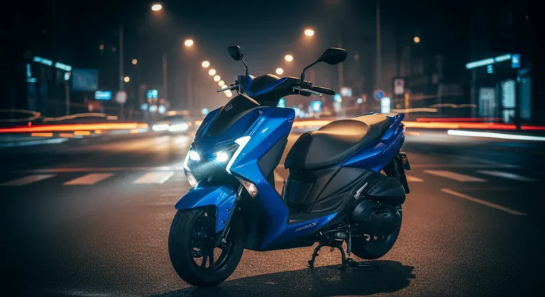 Yamaha cygnus x tsr special edition 2026 azul deportivo en la ciudad nocturna
