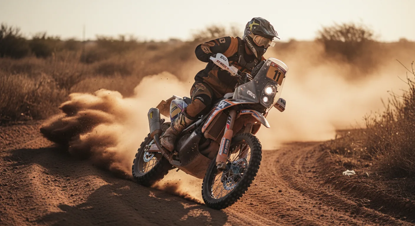 Moto rvm en acción levantando polvo durante entrenamiento