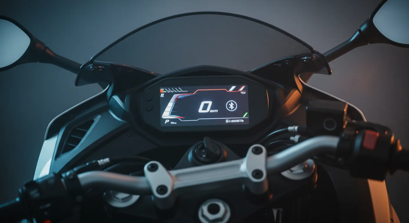 Detalle del tablero tft y semimanillar de la suzuki gsx250r